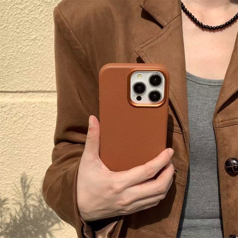 Phone Cases Custom - For Magsafe Lychee Texture PU Leather