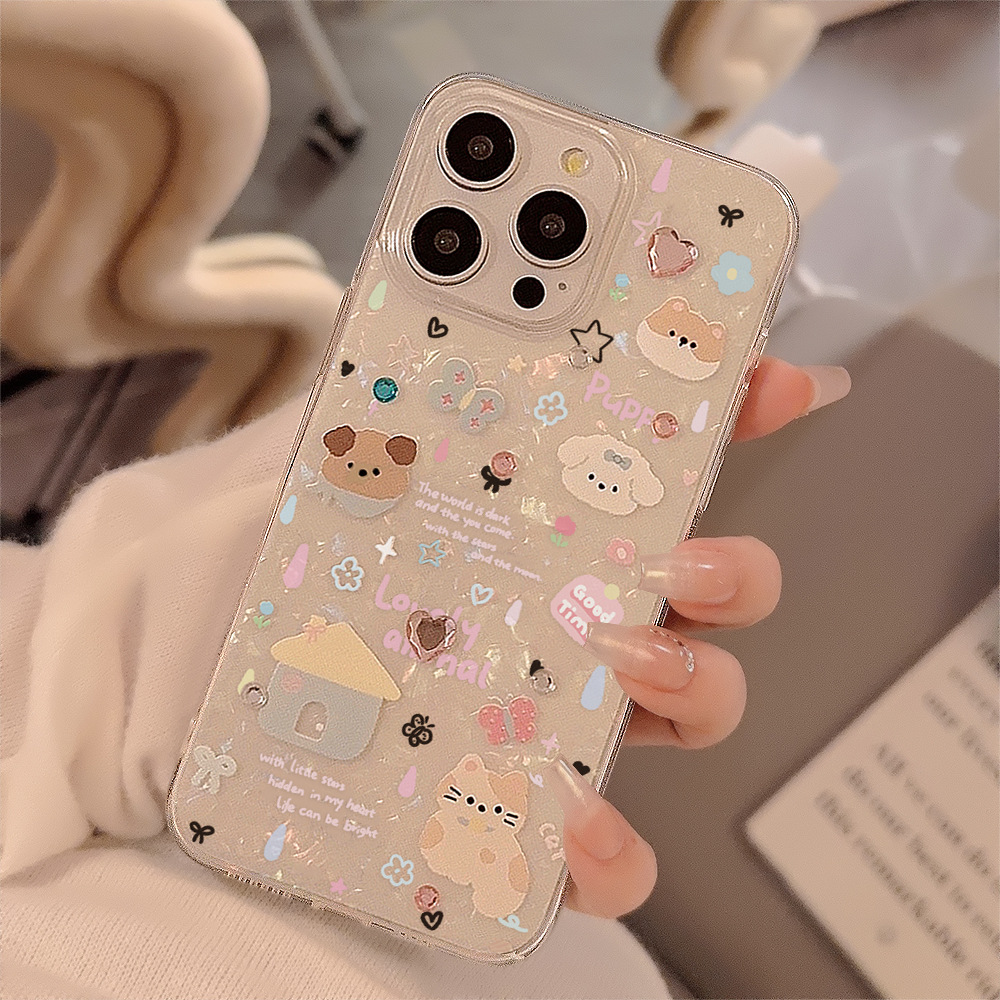 Phone Cases Cute Iphone 14 - Cute Cartoon Puppy Shell Pattern Phone