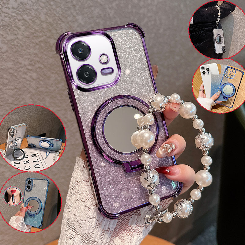 Phone Cases Oppo - Bling Glitter Lipstick Mirror Stand Phone