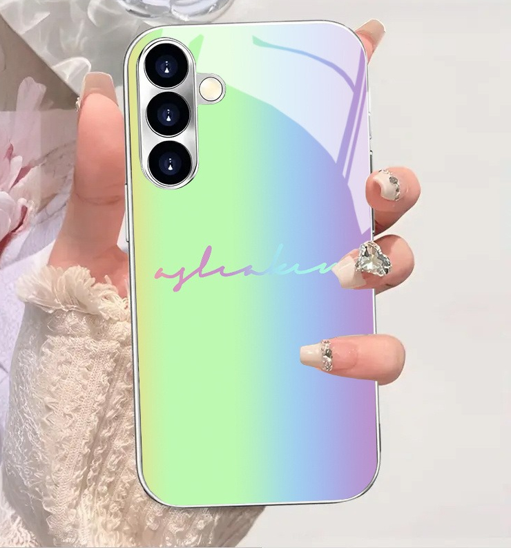 Phone Cases Purple - Green and purple gradient electroplated glass