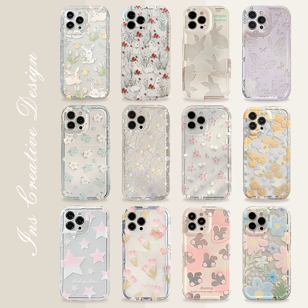 Cute Cartoon Bunny Flower Tran - Phone Cases Cute Iphone 14 ulasan dan harga