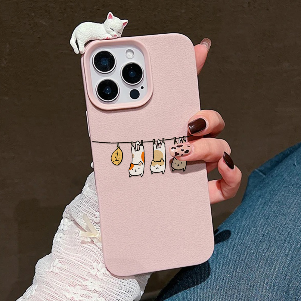 3D Cute Cartoon Cat Leather Ca - Phone Cases Cute Iphone 14 ulasan dan harga