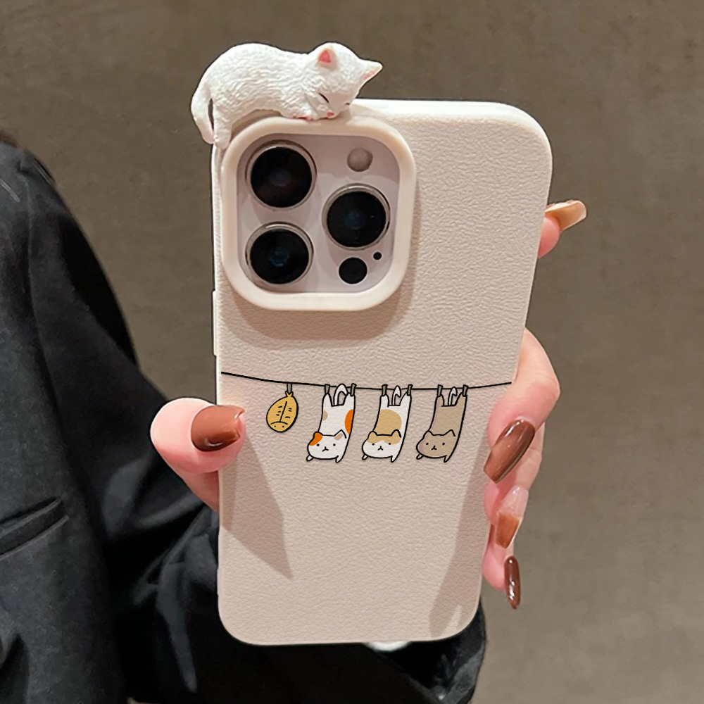 3D Cute Cartoon Cat Leather Ca - Phone Cases Cute Iphone 14 ulasan dan harga