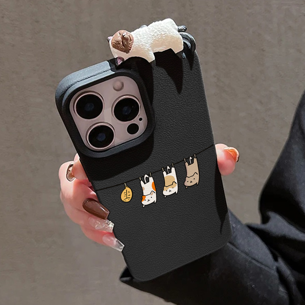 3D Cute Cartoon Cat Leather Ca - Phone Cases Cute Iphone 14 ulasan dan harga