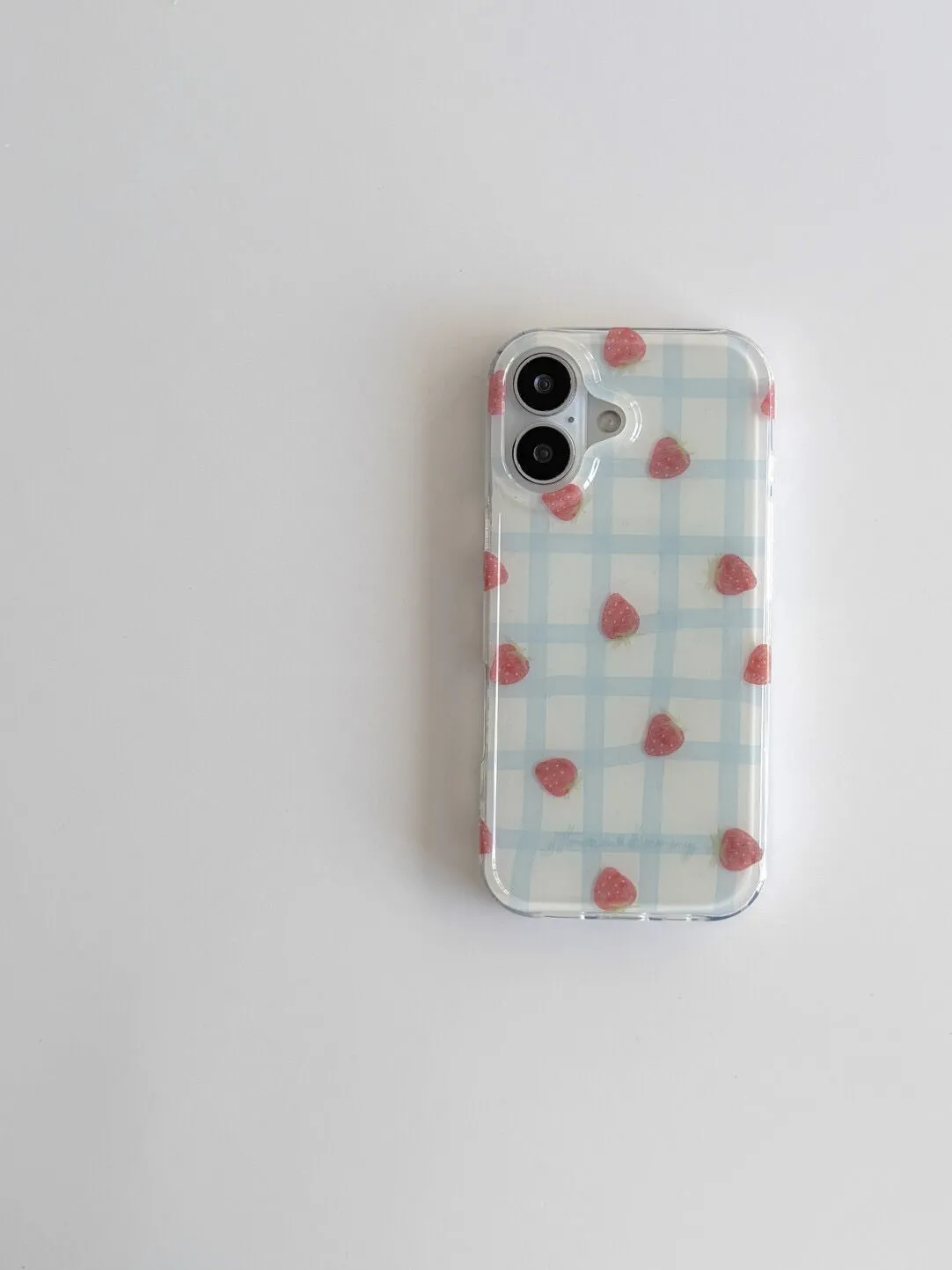 Fresh Blue Grid Pattern Strawb - Phone Cases Purple ulasan dan harga
