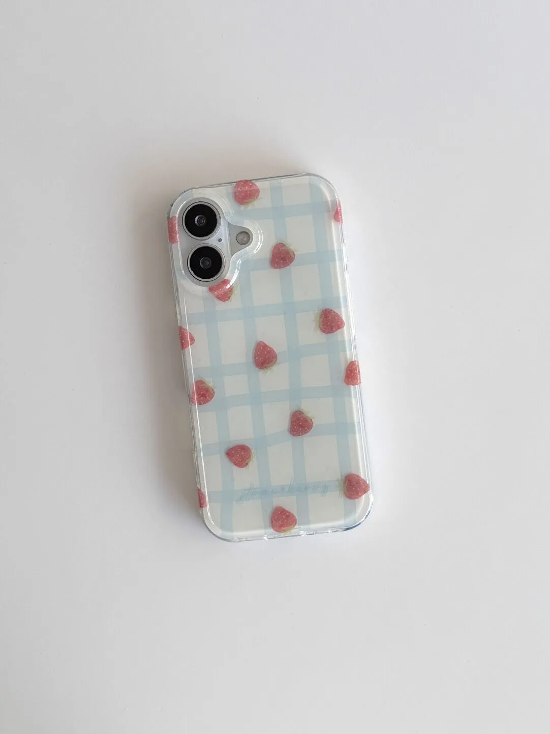 Fresh Blue Grid Pattern Strawb - Phone Cases Purple ulasan dan harga