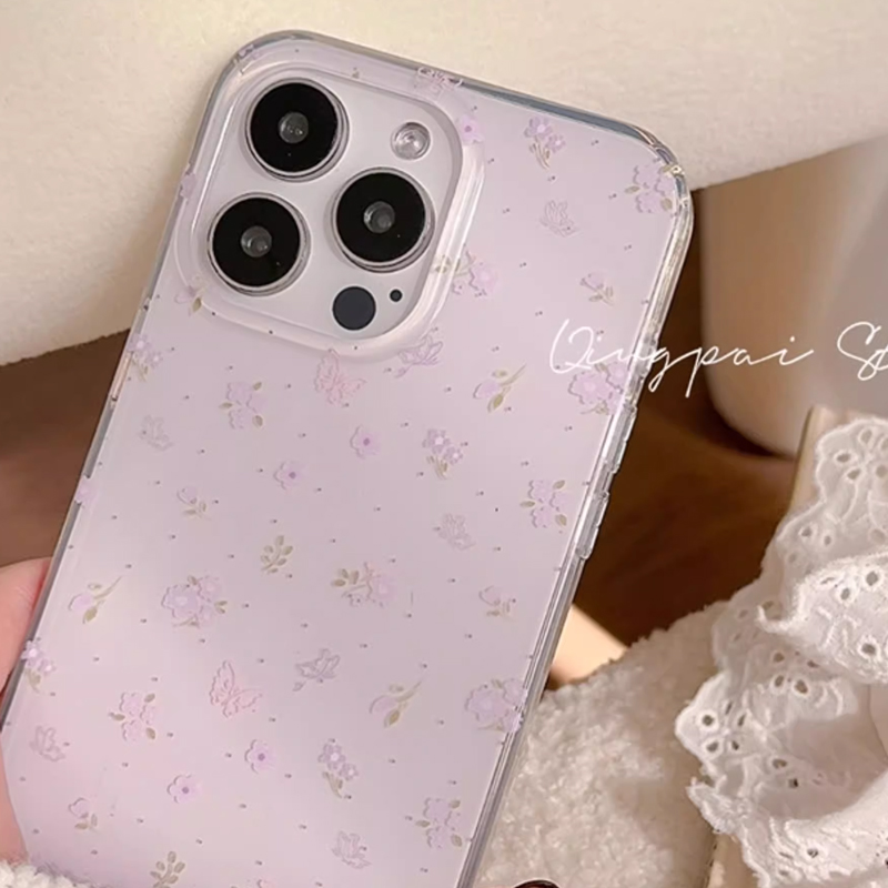 Ins Korean Purple Floral Gentl - Phone Cases Purple ulasan dan harga