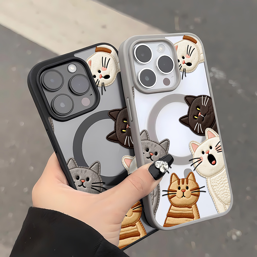 Cute Faux Embroidery Cat Phone - Phone Cases Cute Iphone 14 ulasan dan harga