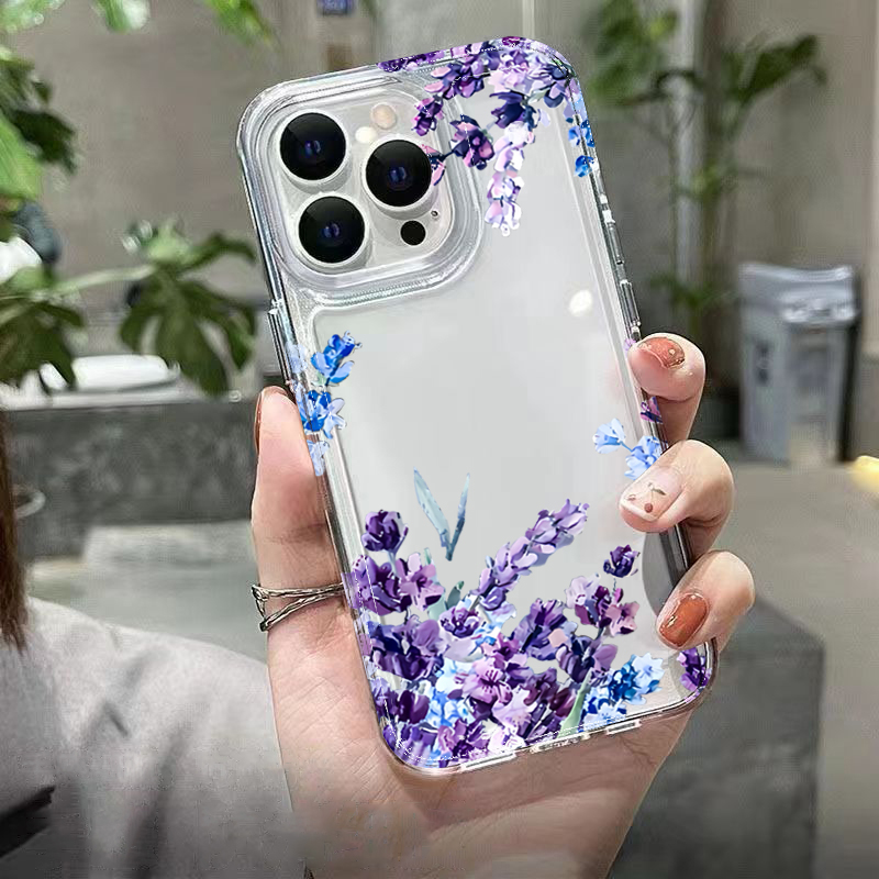 Purple Flower Soft TPU Phone C - Phone Cases Purple ulasan dan harga